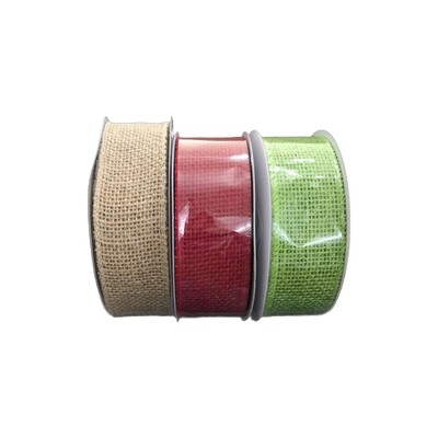 1.5&quot; Burlap wired ribbon- 10 yd