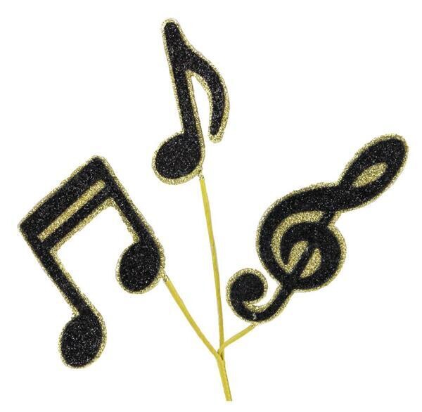 Set/pick of 3 music notes 4” glitter foam pick, name: gold/black- single pick