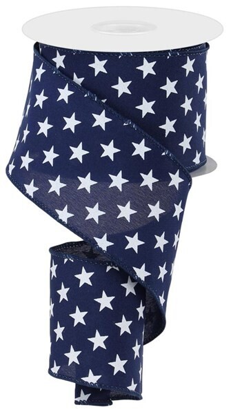 2.5&quot; Navy with white stars ribbon