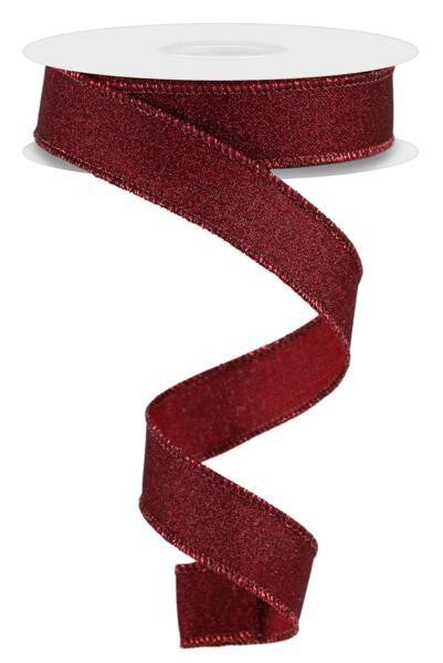 7/8” Wired Maroon Glitter ribbon
