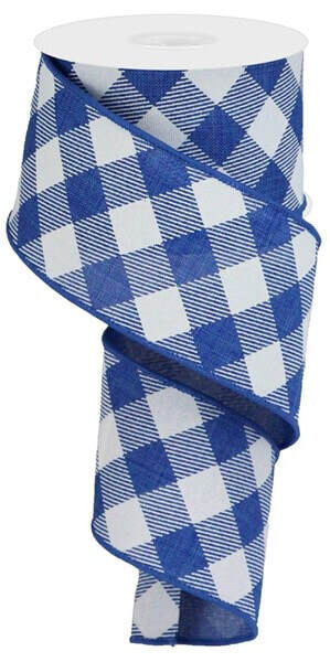2.5” royal blue diagonal check ribbon