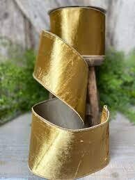 2.5 Farrisilk Gold Velvet Wired Ribbon