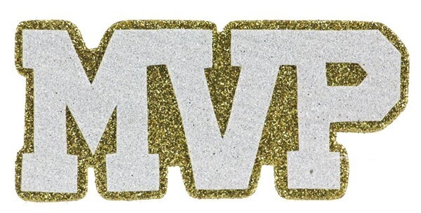 Glitter MVP decoration 3&quot; X 5&quot; pack of 12