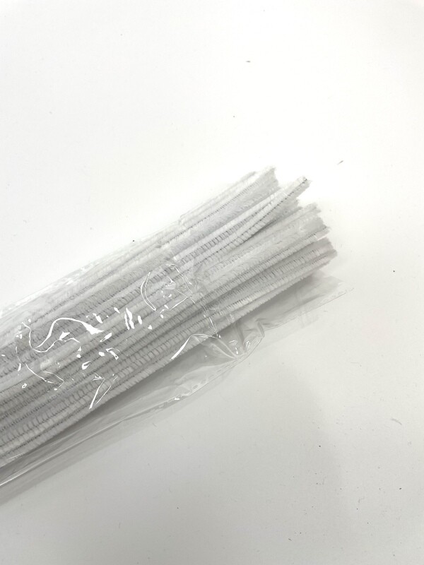 20 inch X 6mm white chenille stems - 50/pkg