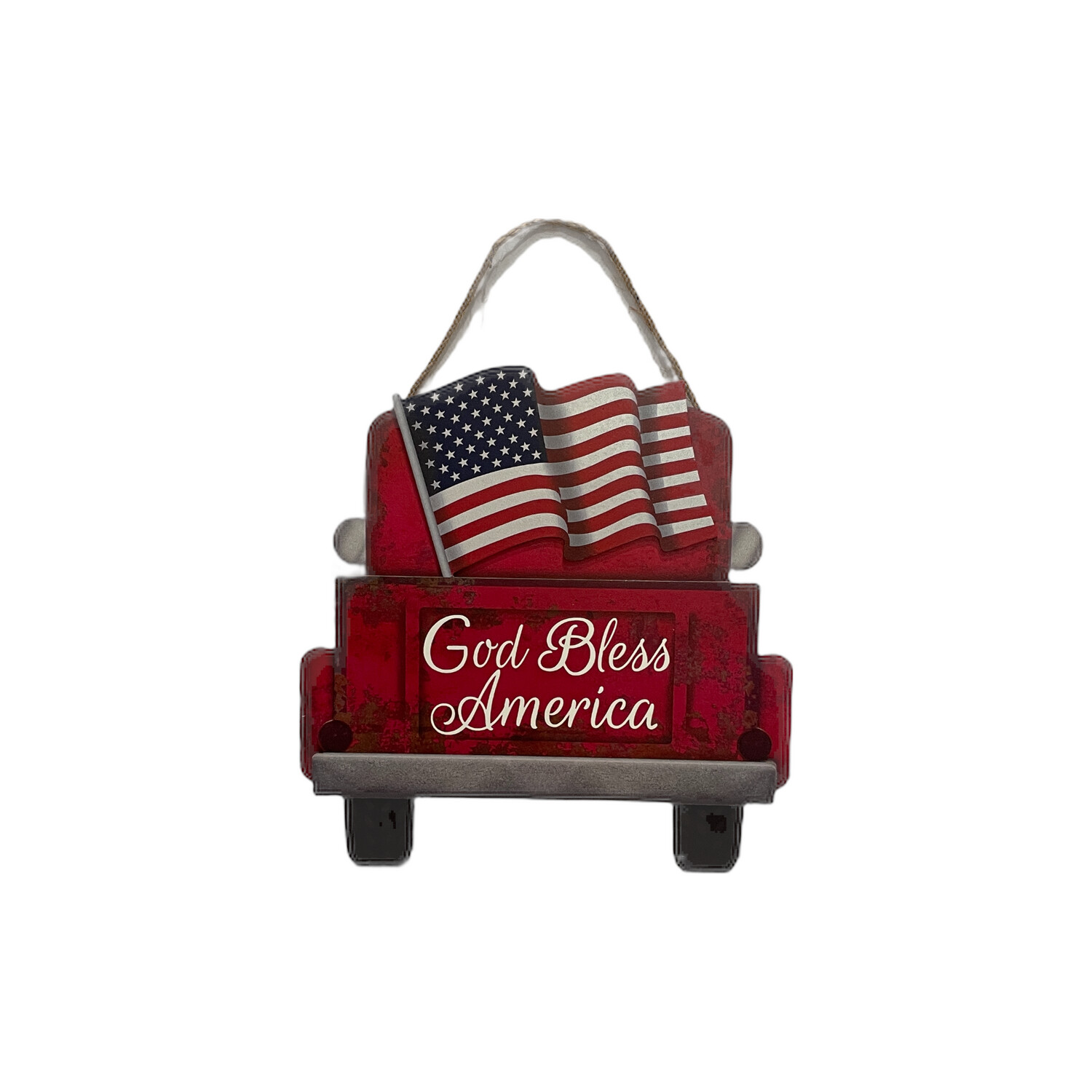 Patriotic truck mdf wood wreath sign