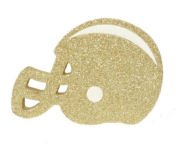 5&quot; X 1/2&quot; thick glitter foam helmet ornament, name: Gold- single helmet