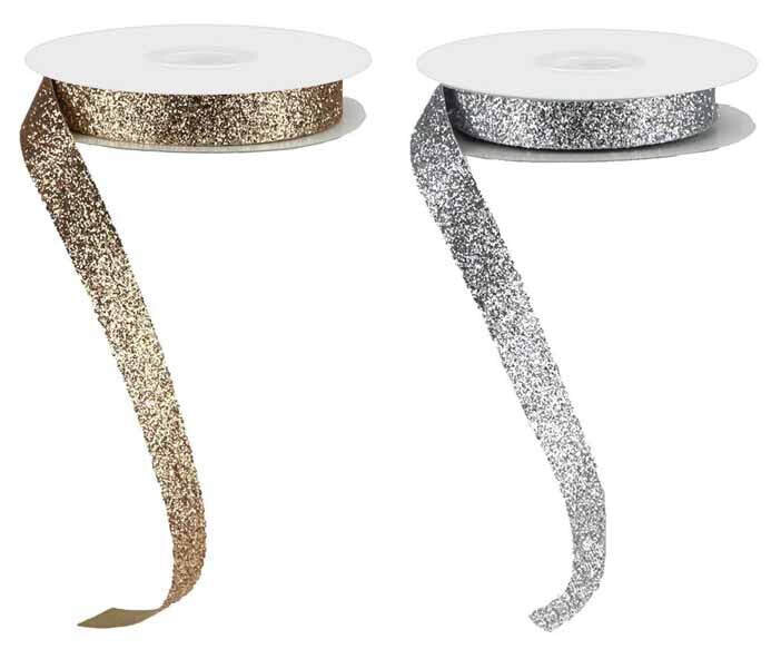 5/8” metallic glitter ribbon- 25 yards