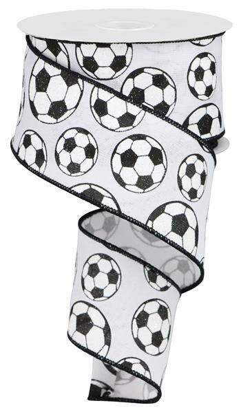 2.5&quot; Glitter Soccer balls black white ribbon