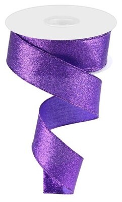 1.5” Purple shimmer glitter wired ribbon- no shed