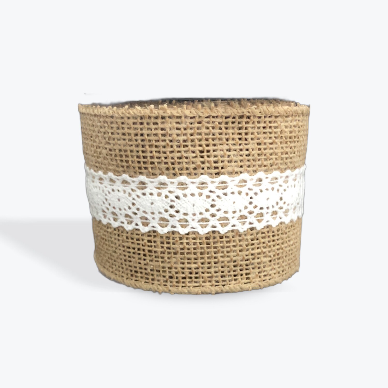 2.5&quot; Natural Burlap &amp; Lace wired ribbon- 3 yds