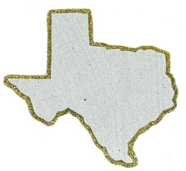 5&quot; Texas shape glitter foam decoration, name: 5&quot; Gold texas- single/each