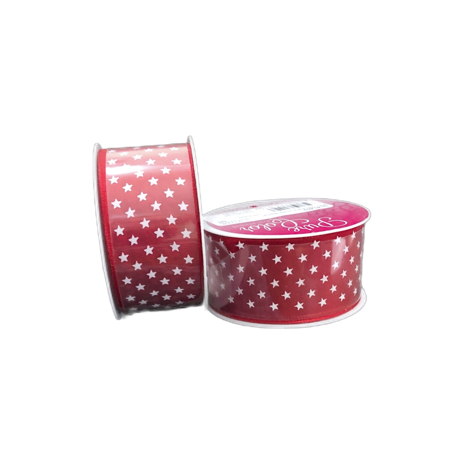 1.5” mini stars RED satin wired ribbon- 3 yards