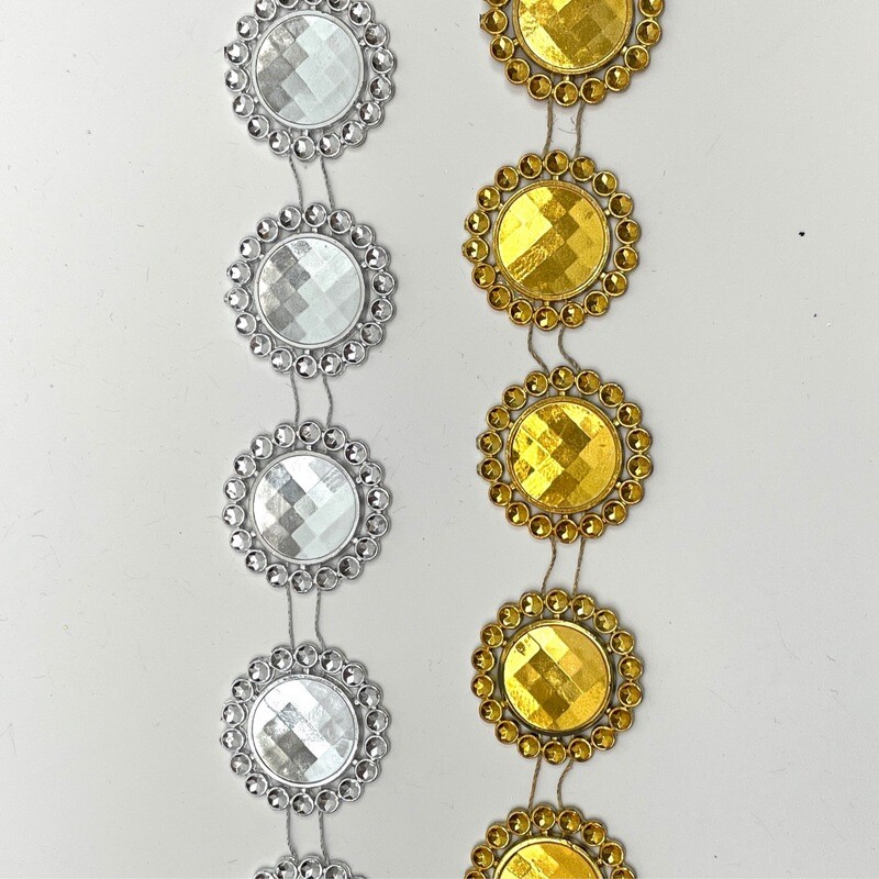 1” round bling single strand trimming- 10 yards