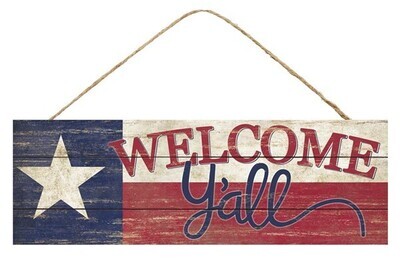 Welcome Y&#39;all Texas flag mdf wood sign 15&quot;X5&quot;