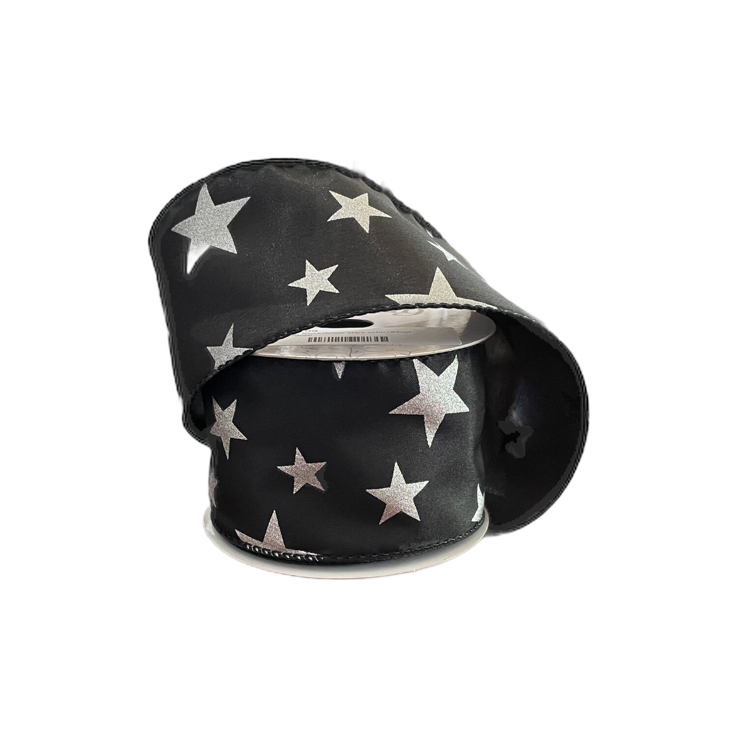 2.5” Black/Silver stars satin ribbon