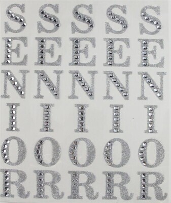 2” SENIOR sticker letters- 10 cards/pack, 5 repeats/card- GOLG OR SILVER