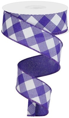 1.5&quot; Purple white diagonal check ribbon
