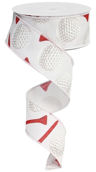 1.5” Golf Ball w/Tees Wired Ribbon