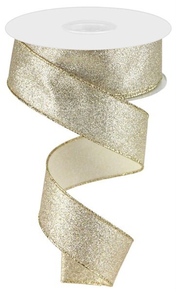 1.5&quot; champagne shimmer glitter ribbon