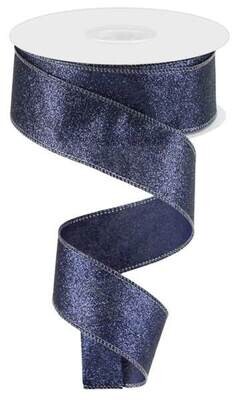 1.5” Navy shimmer glitter wired ribbon - no shed