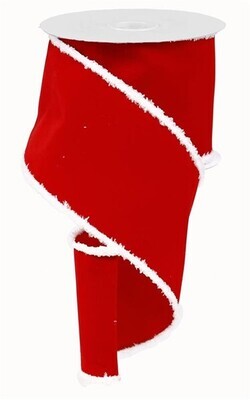 4” Red velvet with white chenille drift edge