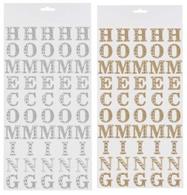 1&quot; HOMECOMING sticker letters with glitter &amp; bling 5 repeats per card