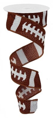 1.5&quot; Football Laces brown white ribbon