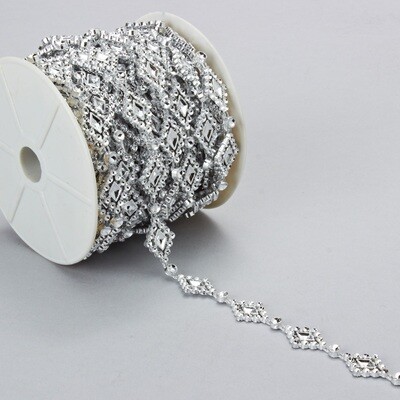 Diamond shaped trimming bling SILVER, 15 yards