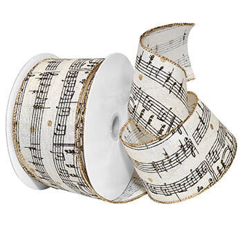 2.5” melody music on natural wired ribbon- 4yards