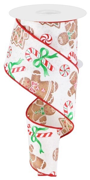 2.5” Gingerbread Glitter Wired Ribbon