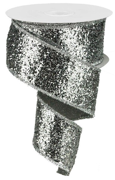 2.5&quot; Silver chunky glitter ribbon