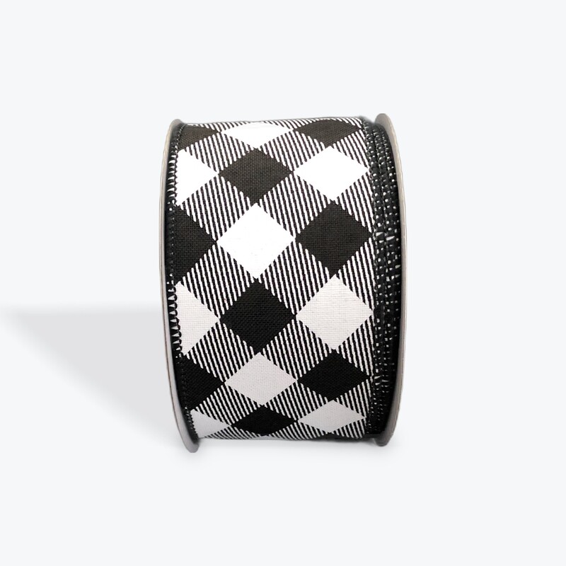 2.5&quot; Black &amp; White diagonal check Chesterfield- 10 yards