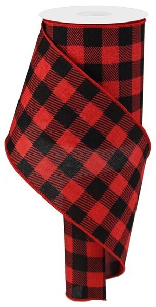4” Red/Black Buffalo Plaid Wired Ribbon