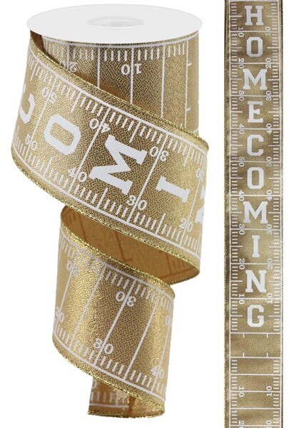 2.5&quot;  Football field HOMECOMING Gold metallic ribbon