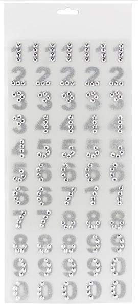 1” bling Numbers sticker letters- gold or silver, name: silver- single card