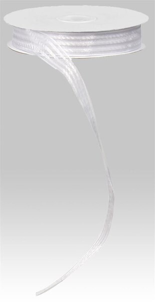 5/8&quot; sheer satin stripe corsage ribbon- 25 yards, name: white