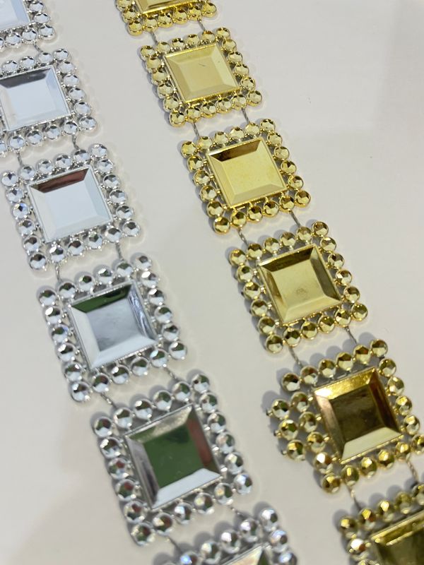 1” Square bling single strand trimming- 10 yards