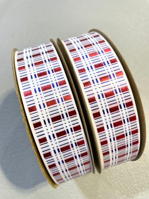 Precision Plaid Custom imprinted ribbon- TWO color print- SIZE 9