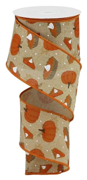 2.5” fall pumpkin pie on natural burlap