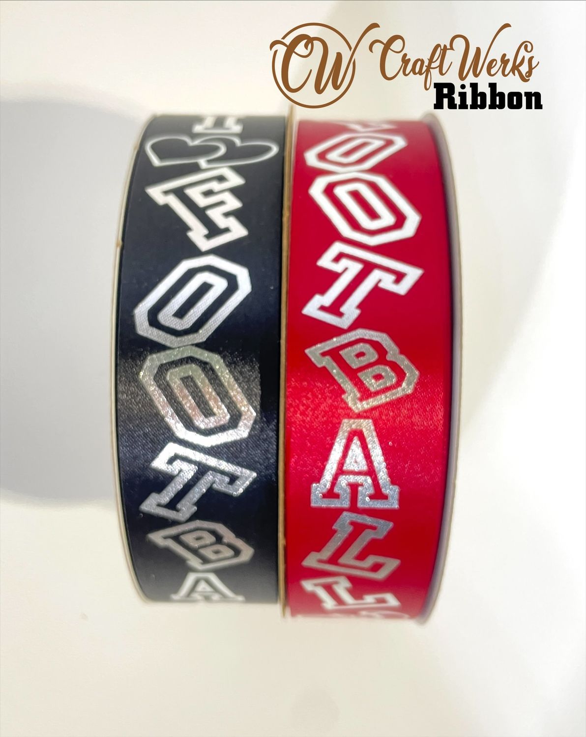 I ❤️ (Love) Football tilted letters custom imprint ribbon- size 9