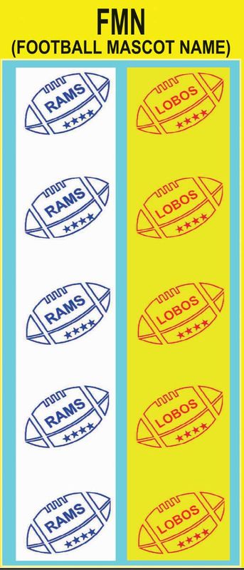 Football with Mascot Name custom imprint ribbon- size 5 or 16