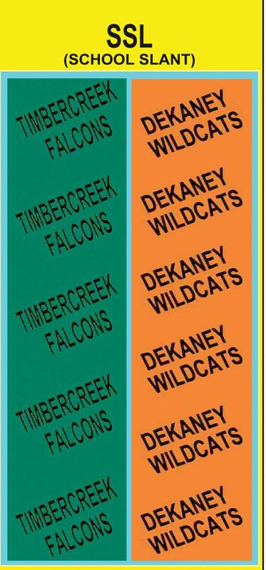 School Name Slant text custom imprint ribbon- School names A-E