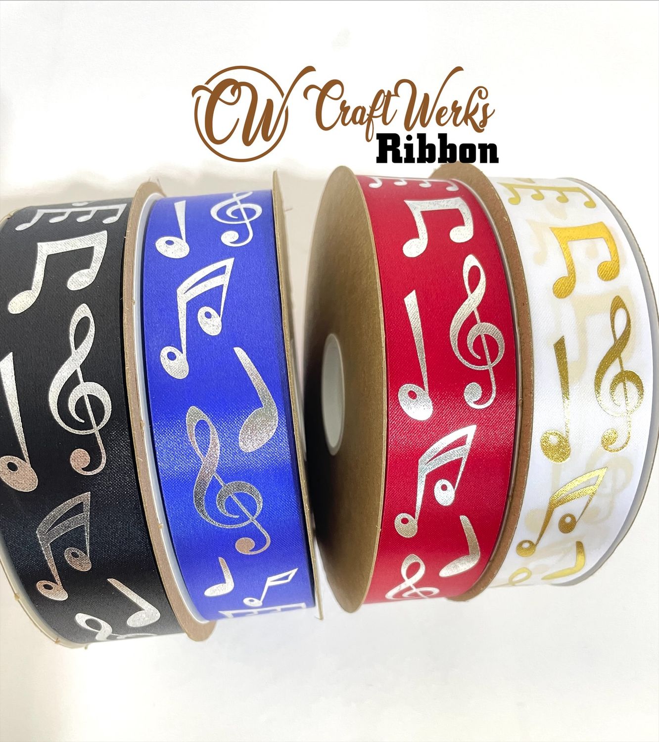 Music Notes whimsy custom imprint ribbon, size ribbon: size 5 (7/8&quot;)