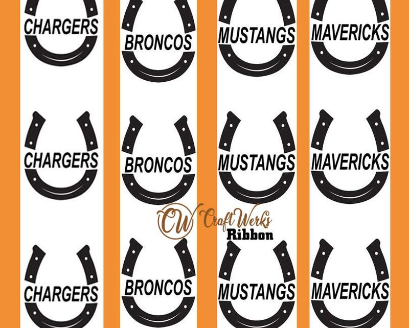Horseshoes with Mascot name custom imprint ribbon- size 9