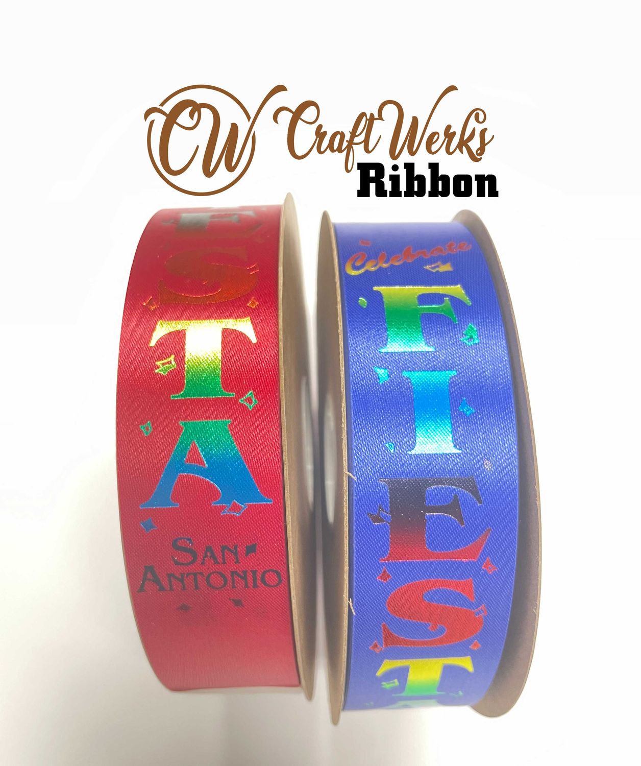 Celebrate Fiesta San Antonio Vertical text custom imprint ribbon