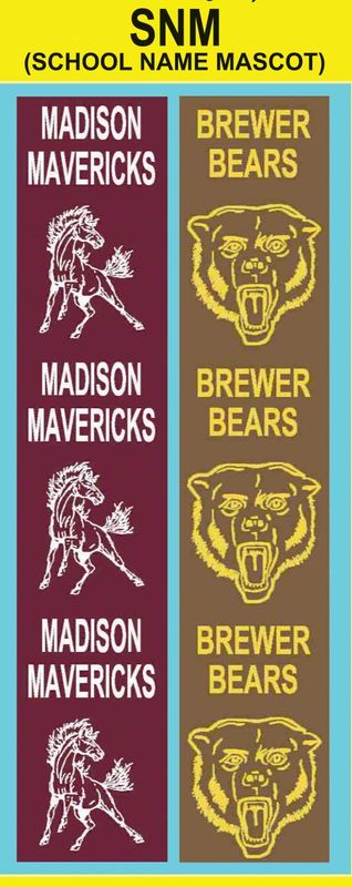 School Name with Mascot/logo custom imprint ribbon