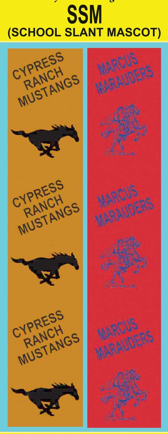 School Name Slant text with mascot graphic custom imprint ribbon