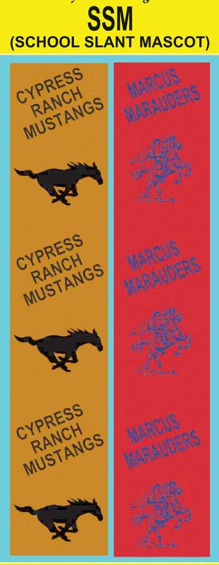 School Name Slant text with mascot graphic custom imprint ribbon