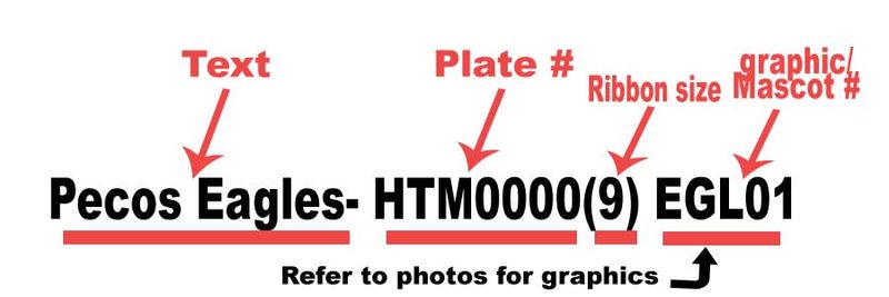 Mascot Name Horizontal text with mascot graphic custom imprint ribbon