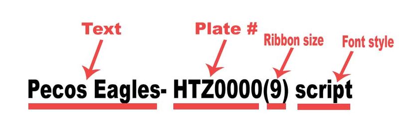 Mascot Name/phrases Horizontal text custom imprint ribbon